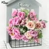 Dekorativa blommor Crepe Rose Chrysanthemum Artificial Flower Bouquet For Wedding Home Decor Mariage Flores Wrist Corsage Accessories