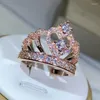 Klusterringar som säljer Fancy Crown Women Ring Jubileum Girl Gift Elegant Female Dance Party Trendy Jewelry Wholesale