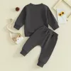Одежда набор Pudcoco младенец мальчик мальчик 2 часа наряды с печкой для печати с длинным рукавом и эластичные брюки для осенней одежды для малыша 6m-3t