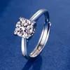 Anelli nuziali Jecircone 925 Anello moissanite in argento sterling semplice semplice personalizzato a V Gioielli a 4-artiglia a 4 carrelli Banda di apertura per donne 240419