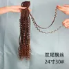 Human Curly Perücken Perücken Damen schmutzige Zöpfe mit zwei Schwänzen und drei Strängen fließender Seidenflechten