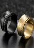 Cluster Rings Tai Chi Arc Art Rotating Taoism Anxiety Ring Spinner Box Men Taoist Mantra Ringen Amulet Black Gold Stainless9468118