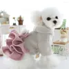 Dog Apparel Snap Button Dress Stylish Multi-layer Pet With Bow-tie Ball Decoration Warm Tweed Skirt For Autumn Hooded