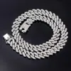 Hip Hop Shiny 15mm Cuban Link Catena Collana Donne uomini Silver Rhinestone Iced Out Cuban Chain Punk Gioielli Punk Regalo 240323