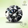 Pierścienie ślubne Moissanite Diamond Grey Color okrągły kamień laboratoryjny do DIY Advanced Biżuter Pierścienie Kolczyki z certyfikatem GRA 240419