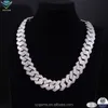 Rts Heavy Mossanite Cuban Chain Jewelry 3rows 4rows 20mm Wide Hip Hop Necklace S925 Silver Cuban Link Chain Necklace