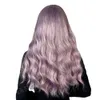 perruques bouclées humaines, perruque de fibres chimiques changeant de perruques violettes franges d'air wavy longs coiffures coiffures féminines