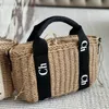 Woody Travel Raffias Clutch Straw Beach Bag Luxury Tote Weave Designer Stopper Basket