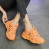 Fitnessskor mesh sneakers kvinnor 2024 trendiga chunky sommar andas avslappnad plattform kvinna orange vit korg femme