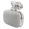 Clutches Unique Clasp Silver Diamante Crystal Diamond Evening bag Clutch Purse Party Bridal Prom