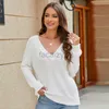 Maglietta da donna tees sexy 2024 Nuovo abbigliamento da donna Pullover Solido Solido Solido Slitta Maltera a V-Neck Shirt Shirt Plus Size