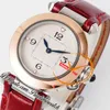 Pasha W2PA0007 Szwajcarski kwarc Watch Watch AF 30 mm Dwórz Rose Gold White Tekstrutowa tarcza Czerwona Skórzana Panie Watche Lady Super Edition RelOJ de Mujer Pureteme Ptcar