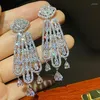 Boucles d'oreilles en peluche zircon de haute qualité verte cubique zircone boucle d'oreille pour les accessoires de mariée