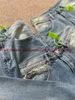 Schema di ramificazione per jeans maschile che gira pantaloni jeans gambe dritti per uomini donne 1 1 pantaloni da jogger lavati di alta qualità T240419