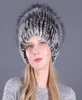 Buon elastico naturale y cappello di pelliccia di volpe argentate nuove donne invernali a maglia cappelli di pelliccia vera coniglio Lady Real Fur Cap Wholesale Y2006199702507