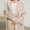 Roupas étnicas Moda Floral Bordado aberto abaya para mulheres Dubai 2024 Nova planície quimono muçulmano trkiye elegante vestido de cardigan vestido Islam roupas d240419