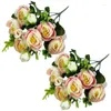 装飾的な花2PCS 30cmローズピンクシルクブーケペオン人工9ビッグヘッド花嫁ウェディングホームデコレーション偽物