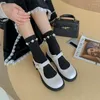 Casual schoenen 2024 Spring ronde teen dikke zool buckle strap studenten meisjes flats maat 42 43 lage hakken Mary Janes dames lolita