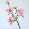 Fleurs décoratives 1pc 40cm Branche de fleurs de magnolia artificielle avec feuilles Real Touch Simulation Silk pour arrangement Decoration Table