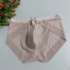 Underpants Sexy Men Ice Silk Lace Breathable Sweat Panties Bow Comfortable Sissy Underwear Bulge Pouch Erotic Lingerie