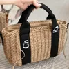 Woody Travel Raffias Clutch Straw Beach Bag Luxury Tote Weave Designer Stopper Basket