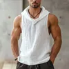 Men's Tank Tops Summer Cotton And Linen Vest Personalized White Hooded Casual Sweatshirt Basketball Wear Sleeveless Tee