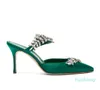 Schuhe Modepumpen lurum grünes Satinkristall verschönerte Mules Hochzeitsfeier 90 mm Fersenjuwelenblatt8262570
