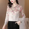 Brand Mulberry Silk Shirt Womens 2024 Primavera e outono Elegant Elegance Moda Longa Moda Impressa Top