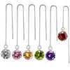 Pendientes colgantes joyas de mujeres rojo Cz Circón Drop Color de plata