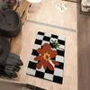 Carpets Ins Style Chessboard Plaid Bath Mats Fluffy Grids Soft Floral Carpet Bathroom Anti Slip Bedside Flocked
