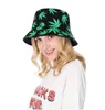 Trendy Bucket Hat for Women Men Floppy Leaf Print Travel Sun Visors Packable Outdoor Fisherman Caps2441322