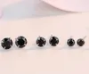 Mode smycken 925 Sterling Silver Black Sapphire Cz Diamond Gemstones Solitaire Women Wedding Party Men Stud Earring WJL32642250199