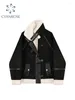 Women's Jackets Black Gothic Jacket Leather Pu Korean Motorcycle Coat Y2k Fashion Harajuku Streetwear Vintage Fleece Outwear Top Clothes