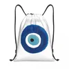 Bolsas de compras em aquarela e mal olho de pintura nazar de ginástica portátil de ginástica portátil SACKPACK HAMSA Backpacks de armazenamento de charme de sorte