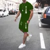 Erkek Trailtsits 2024 Moda Erkek Terzini Kısa Slve T-Shirt ve Eşzat Şort Yaz Günlük Jogger Suit Erkek İki Parçalı Takım T240420