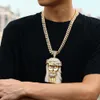 Toppkvalitet isad bling hiphop smycken stor storlek 18k guldplätering halsband Jesus hänge