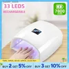 Nageltorkar laddningsbara UV LED -nagellampa 66W trådlös nagelorkare för gelpoleringsprofessionella nagelkonstbearbetningsverktyg för hem och salong Y2404198YOL