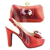 Dress Shoes Most Blue Women Pumps Match Handbag Set With Big Crystal Bowtie Design African And Bag For Party V1719-8