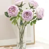 Fleurs décoratives 45 cm Real Touch Peony Branches artificielles Décoration de rose pour le mariage Vase Vase Christmas Valentin Gift Falle Fleur