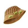 Berets Bowknot Fisherman Hat For Girl French Bonnet Handwoven Bucket Summer Vacations Picknics Elegant Hollowed