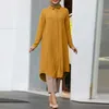 Vêtements ethniques Robe de chemise de mi-longueur solide musulmane pour femmes Dubaï Abaya Fashion Single Brefted Shirt Top Turquie Islam arabe Tops musulmans D240419