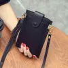 Wallets Puou 2023 Genuine Leather Ultrathin Wallet Phone Bag Multicard Package Cellphone Purses Card Holder Shoulder Bag for Women