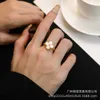 Hoge versie 925 Silver Vancleff Clover Ring met diamanten en natuurlijke witte fritillaria rode jade merg enkele bloemring