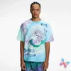 T-shirt maschile cravatte colorate tinte tinte rotonde slitte sli saint Michael tshirts uomini donne alla moda hiphop streetwear t-shirt casual sciolte j240419