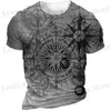 T-shirts masculins Vintage Compass T-shirt Men 3D Impression de navigation Compass Mens Crew Necl