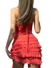 Casual Dresses Women Tube Dress Wrapped Sleeveless Off Shoulder Bodycon Pleated Ruffle Tassels Party