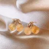 Stud -oorbellen 2024 Delicate Opal Stone Fruit Cherry Women's Earring Retro Koreaanse trend Sparkling Ear Studs Wedding Anniversary Sieraden Geschenken
