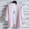 Ethnische Kleidung Herren -Leichtgewicht Kimono Jacke Frauen sieben Ärmel offener vorderer Strickjacke Mantel japanischer Bademantel im Stil