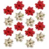 Decoratieve bloemen 24 -stks kerstpoinsettia kunstmatige kerstboombloem ornamenten realistische bloemenblaasje vakantieboeket