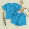 Kläderuppsättningar 0-3T Baby 2 Piece Outfits Checkerboard-mönster Kort ärm T-shirt och elastiska shorts Set för småbarnsflickor Bojka söta kläder